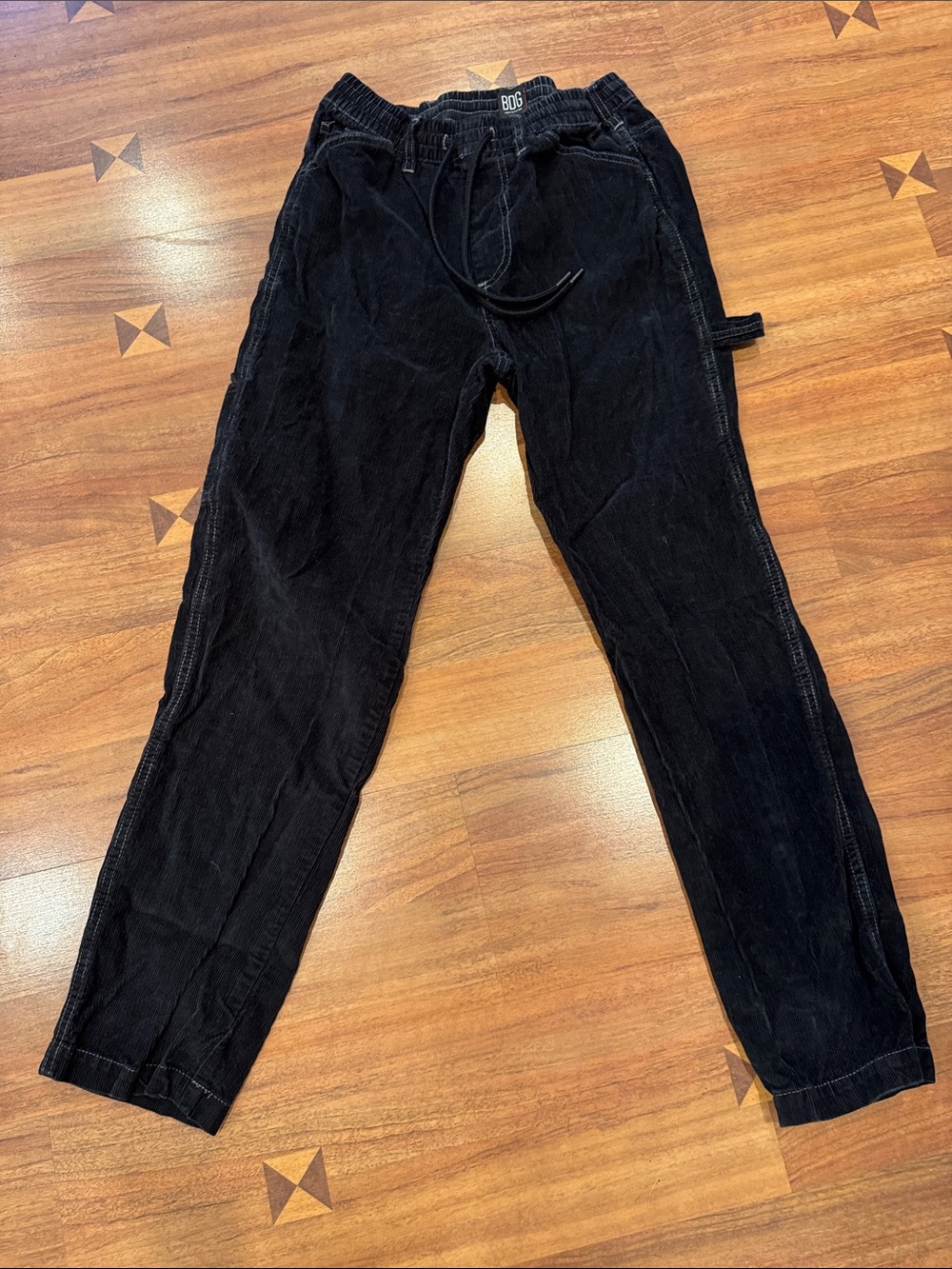 BDG Men's Black Corduroy Drawstring Utility Pants